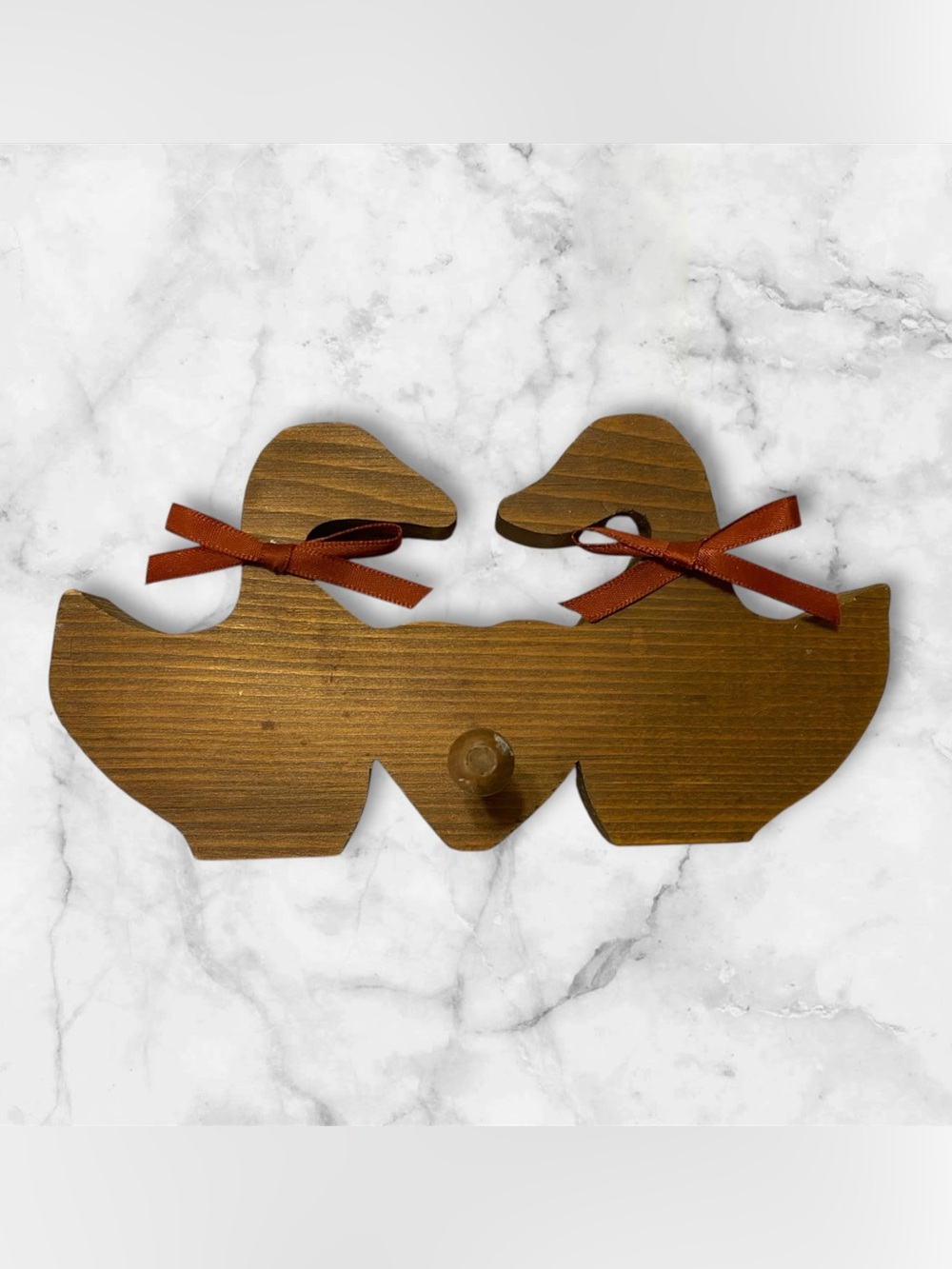 Wooden Duck Wall Hook with Red Ribbon Accent - Picture 2 of 4